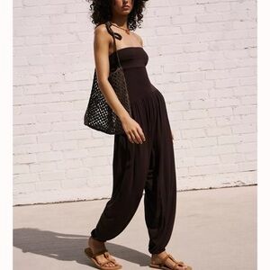 Free People Black Strapless Harem Jumpsuit